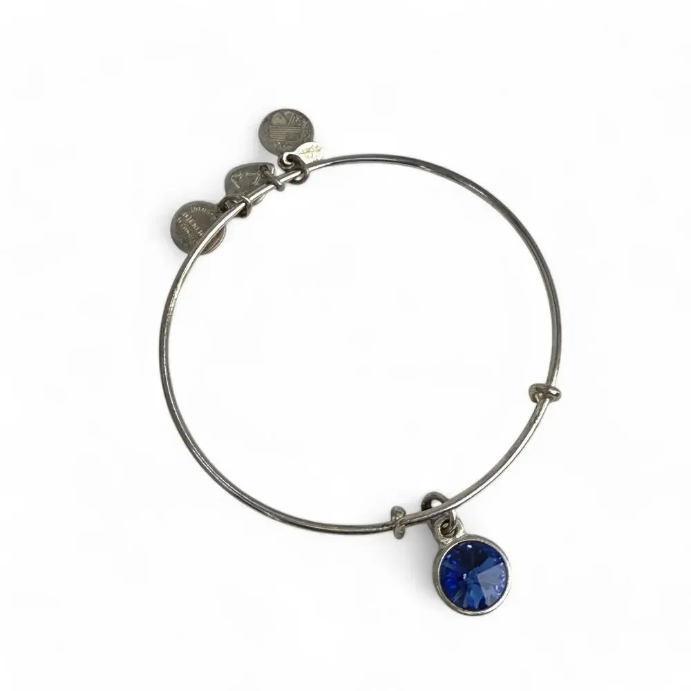 Alex and Ani Sapphire Blue Rhinestone Charm Bangle Bracelet September Birthstone